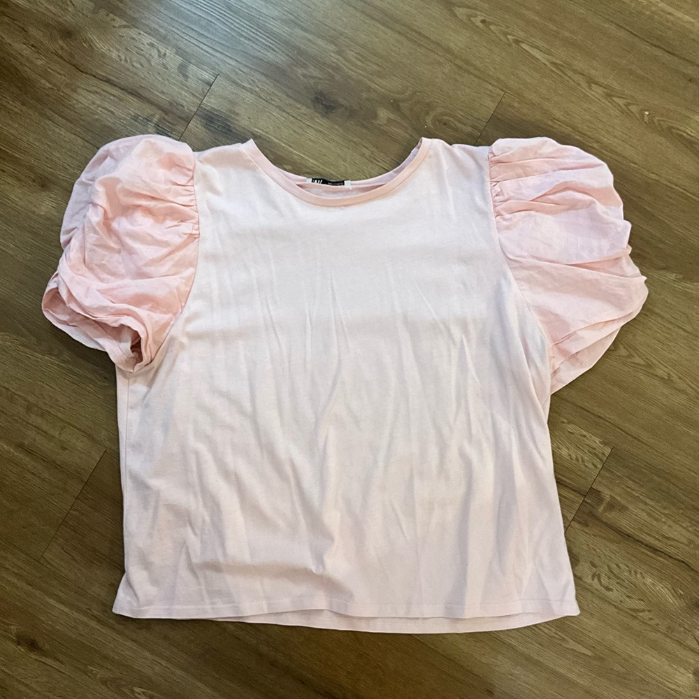 Zara Light Pink Puff Sleeve Blouse